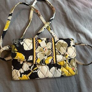 Vera Bradley Floral Quilted Crossbody Bag - Yellow and Black